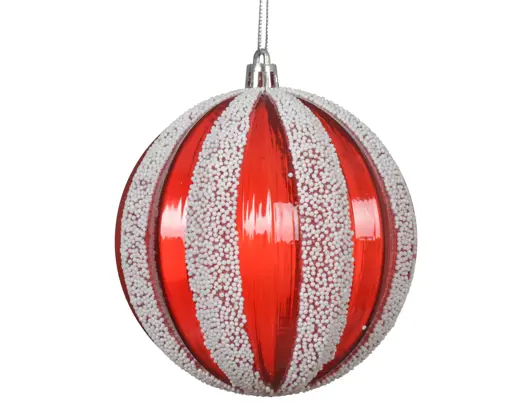 Decoris | Kerstbal Polystyreen Transparent Polyfoam Rood/Wit Ø10cm