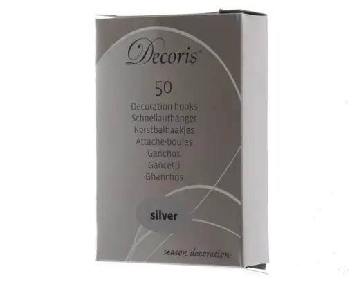 Decoris | Haakjes vr Kerstboom Zilver 50-pack