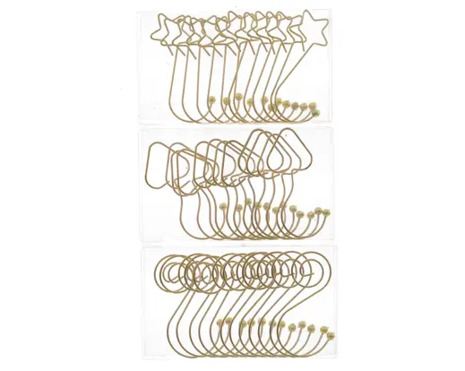 Decoris | Haakjes Ster/Hart/Krul Assortiment Licht Goud 12-pack