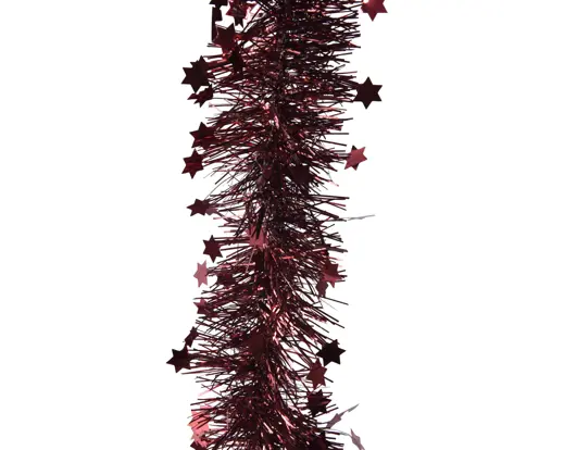 Decoris | Slinger Guirlande Pet Lametta Star Tinsel Ossenbloed Ø9x270cm