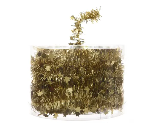 Decoris | Slinger Guirlande Pet Lametta Shiny Stars Licht Goud Ø3x700cm