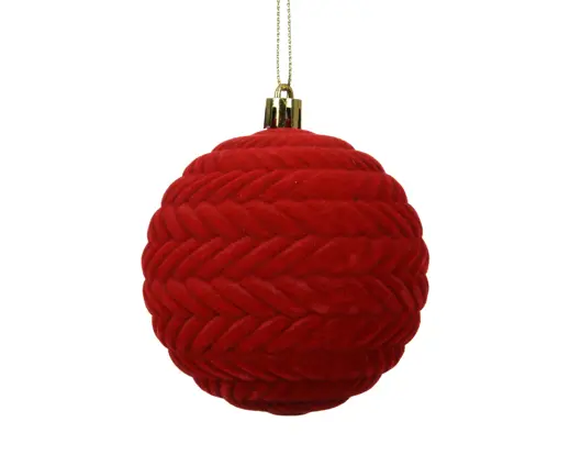Decoris | Kerstbal Plastic Flock Rood Ø8cm