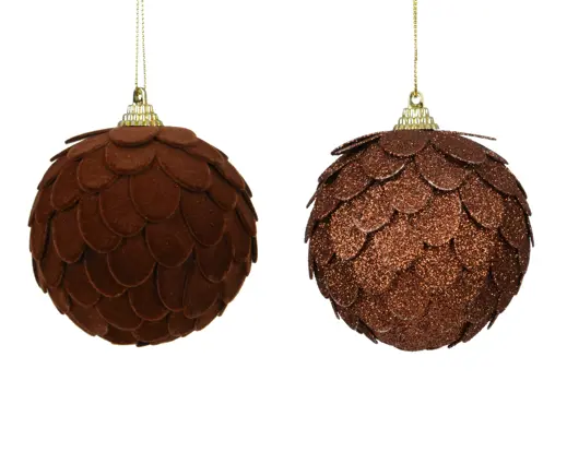Decoris | Kerstbal Foam Leaves Bruin Ø8cm Assortiment 