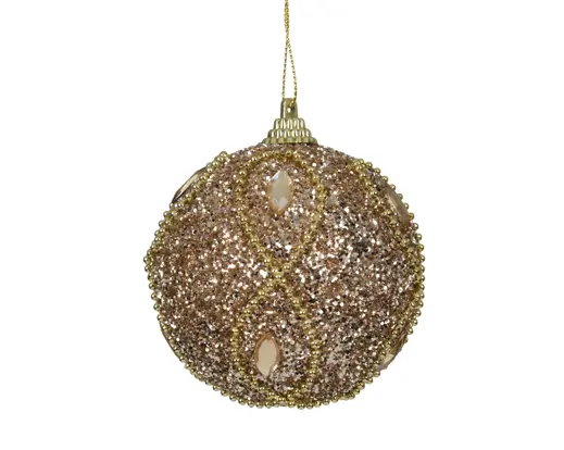 Decoris | Kerstbal Foam Glitter Beads Champagne Ø8cm