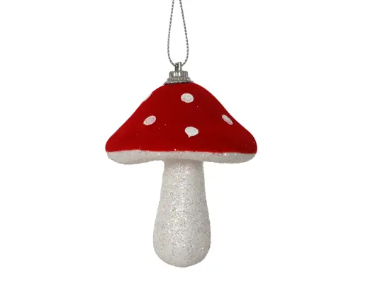 Decoris | Hangfiguur Foam Paddenstoel Rood/Wit 8x6x23cm 4-pack