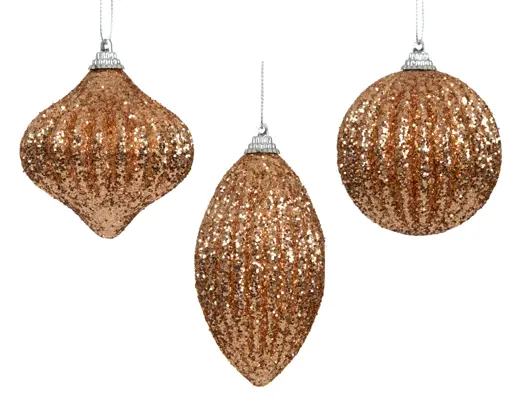 Decoris | Kerstbal Foam Glitter Assortiment Bruin Ø8cm 