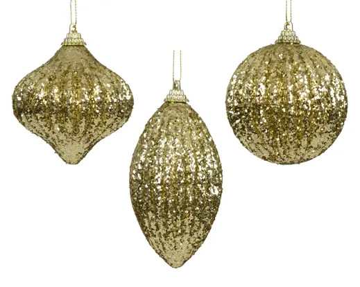 Decoris | Kerstbal Foam Glitter Goud Ø8cm Assortiment  