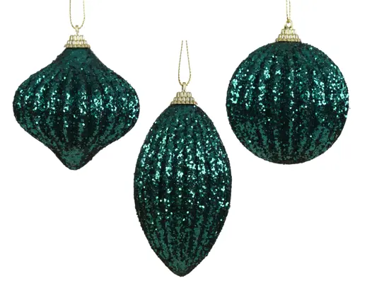 Decoris | Kerstbal Foam Glitter Emerald Ø8cm Assortiment 