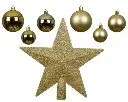 Decoris | Hangfiguur Decoratiepakket Licht Goud Piek/Kerstballen 91-delig