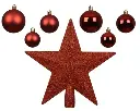 Decoris | Hangfiguur Decoratiepakket Kerstrood Piek/Kerstballen 91-delig 