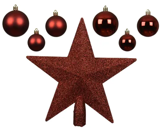 Decoris | Hangfiguur Decoratiepakket Ossenbloed Piek/Kerstballen 91-delig 