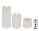 Lumineo | Kaars Led Wax op Afstandsbediening Wit Ø7,5x9,5/13,5/20 cm 3-pack