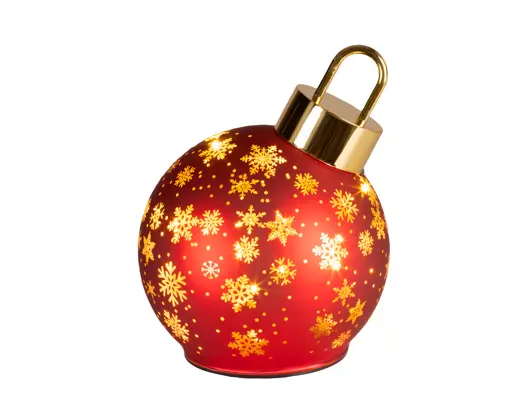 Lumineo | Lamp Led Draaiend Glas Kerstrood/Warm Wit Ø18x23cm 