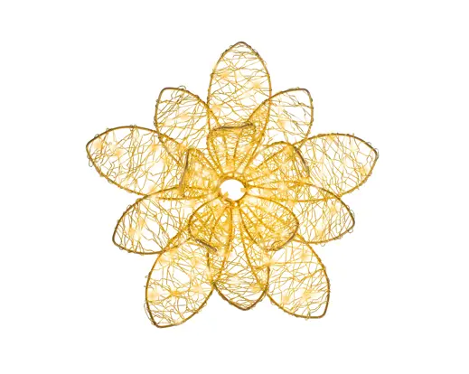Lumineo | Verlichting Led Bloem Metaal Flashing Effect Goud/Warm Wit Ø28x9cm Buiten