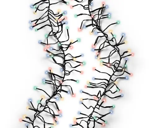Lumineo | Verlichting Led Cluster Twinkel Effect 8 Functies Zwart/Multicolor 1050cm Buiten