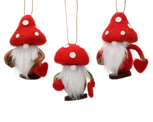 Decoris | Hangfiguur Gnoom Polyester Rood/Wit 4x6x10cm Assortiment