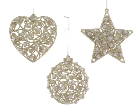 Decoris | Hangfiguur Plastic Glitter Pearl Ø10cm Assortiment