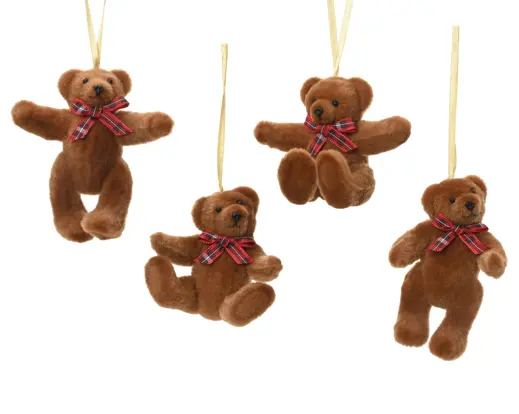 Decoris | Hangfiguur Beer Polystyreen Flock Bow 8x4,5x9cm Assortiment