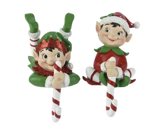 Decoris | Haak Kerstkousen Haak Polyresin Elf 19x11,5x13,5cm Assortiment