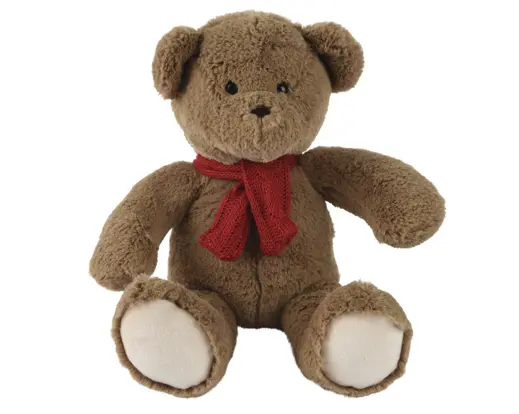 Decoris | Pluche Knuffel Beer Red Knitted Scraf 48x35x48cm