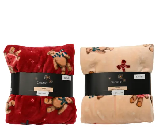 Decoris | Plaid Bear Polyester/Flannel 130x170cm Assortiment