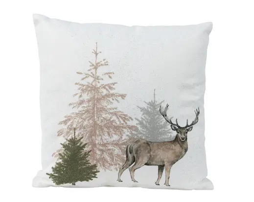 Decoris | Sierkussen Hert Wit 45x45x10cm