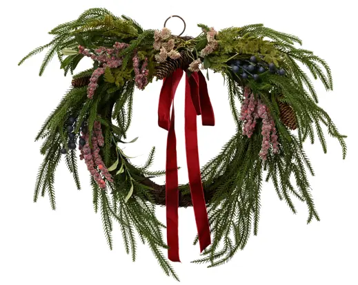 Decoris | Krans Berry Red/Blue Leaf Sedum 58,5x56x14cm
