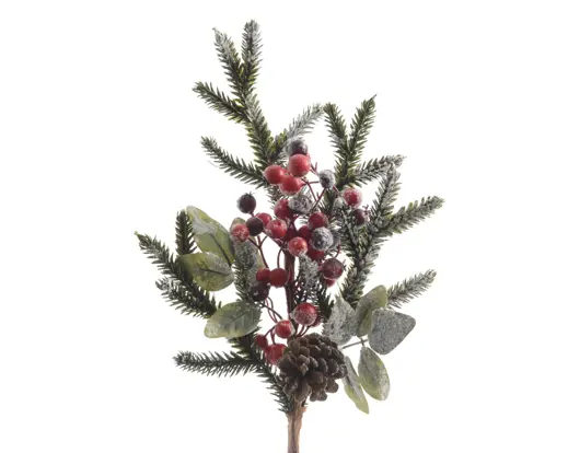 Everlands | Sierstuk Frosted Pinecones Red Berries 7x13x50cm