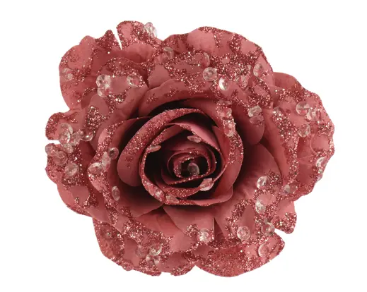 Decoris | Sierbloem op Clip Roos Rood Ø14x8cm