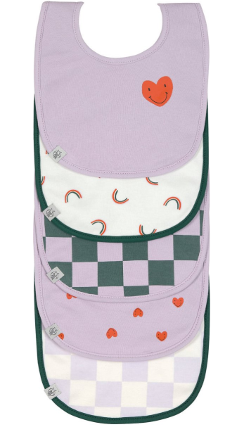 Laessig | Slabbetje Happy Rascals Heart Lavender Badstof Value Pack 5-pack