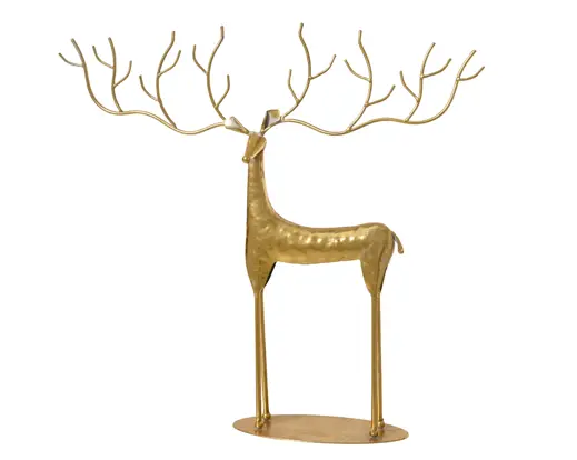 Decoris | Beeld Hert Ijzer Antique Goud 49x10x44,5cm