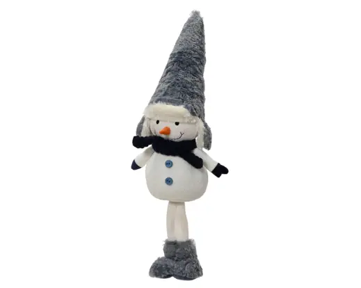 Decoris | Beeld Sneeuwpop Polyester Blauw/Wit 16x12x46cm