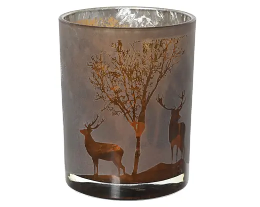 Decoris | Theelichthouder Glas Licht Bruin Ø10x12,5cm