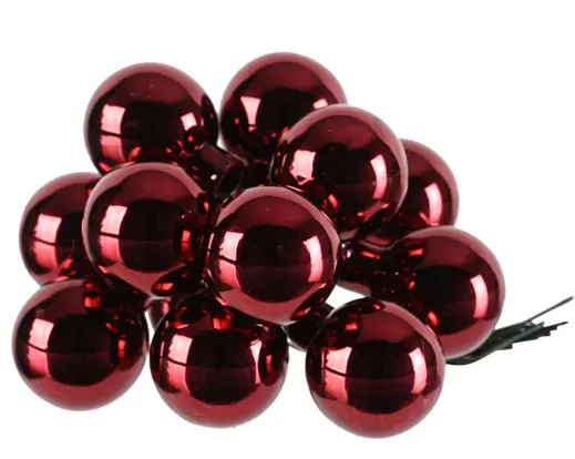 Decoris | Kerstbal Tros met 12 Glasballetjes Rood Ø2,5 cm