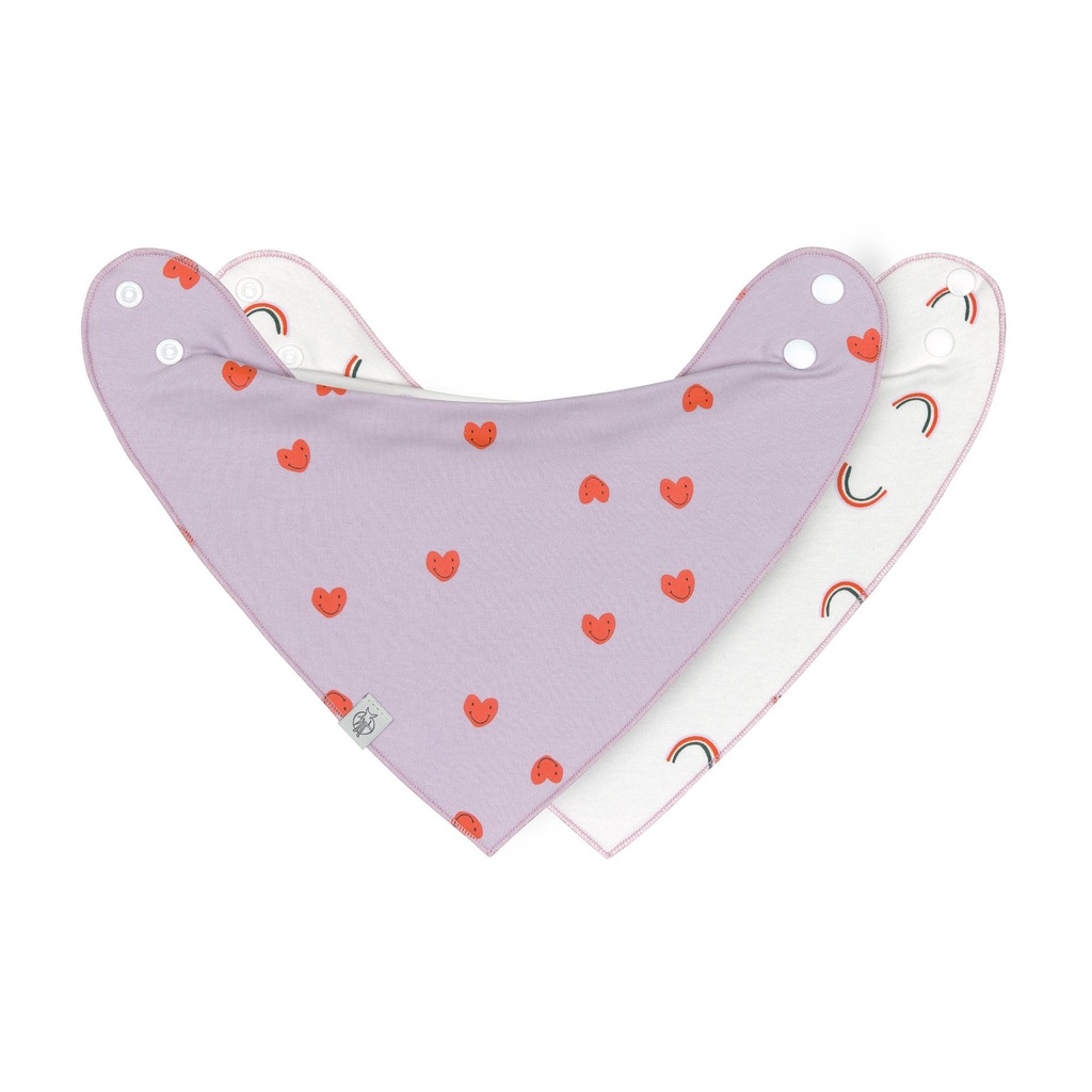 Laessig | Spuugdoekje Happy Rascals Heart Lavender Drukknopensluiting 2-pack