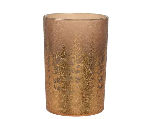 Decoris | Theelichthouder Glas Tree Goud Ø12x18cm