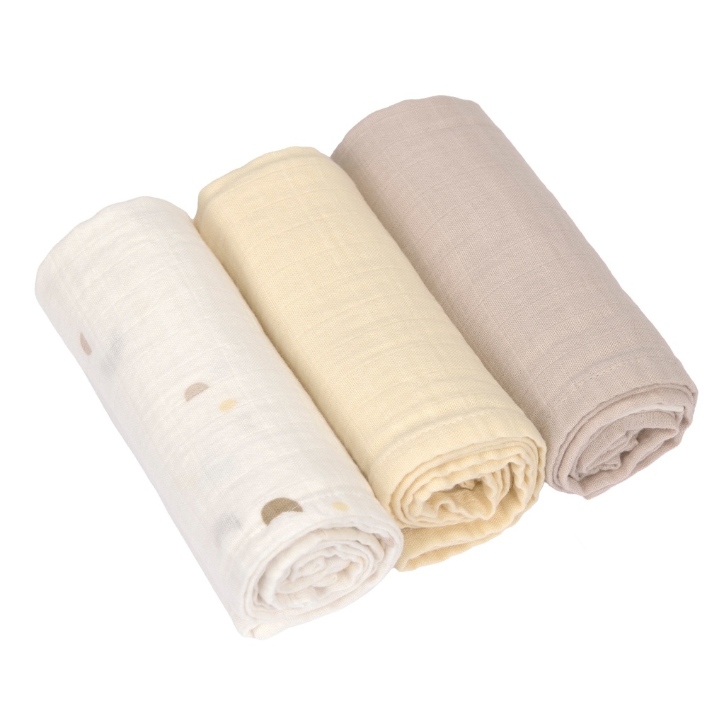 Laessig l Tetra Doek Cozy Loved Ones Pastel Yellow Swaddle & Burp Blanket 60x60cm 3-pack  
