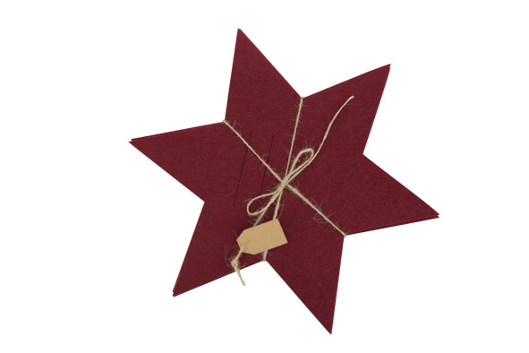 Cosy & Trendy | Bestekhouder Ster Vilt Bordeaux 25x28,5x3cm 4-pack