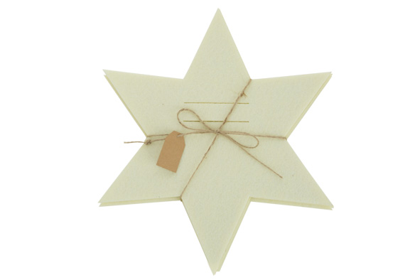 Cosy & Trendy | Bestekhouder Ster Vilt Beige 25x28,5x3cm 4-pack