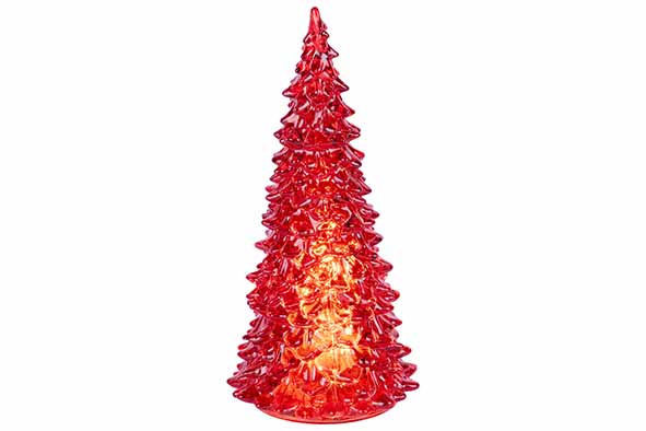 Cosy & Trendy | Lamp Kerstboom Led Glas Rood Ø11x22cm