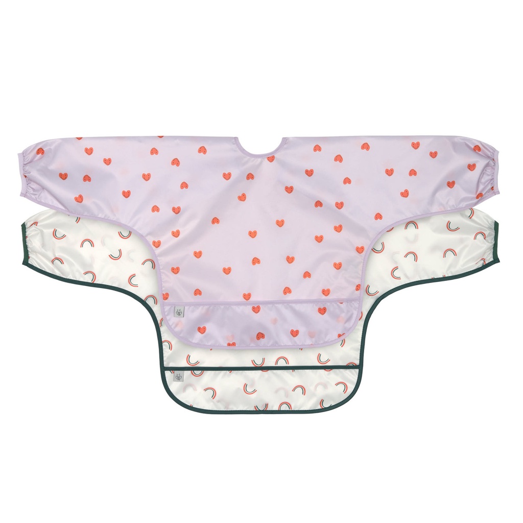 Laessig | Slabbetje met Mouwen Long Sleeve Bib Happy Rascals Heart Lavender 2-pack