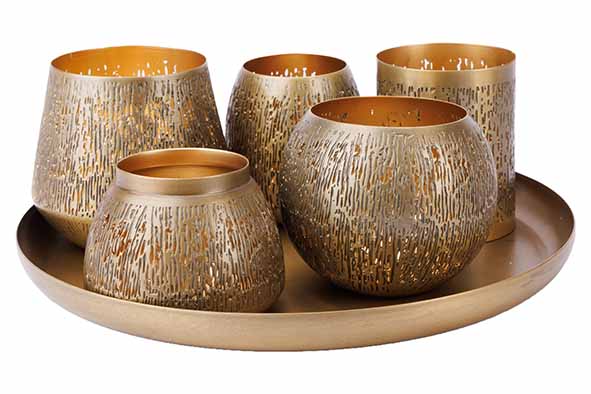 Cosy & Trendy | Giftset Theelichthouders Goud Ø30x10cm 6-delig