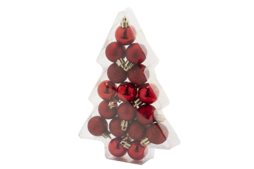 Cosy & Trendy | Kerstbal Mix Rood Kunststof Ø3cm 17-pack