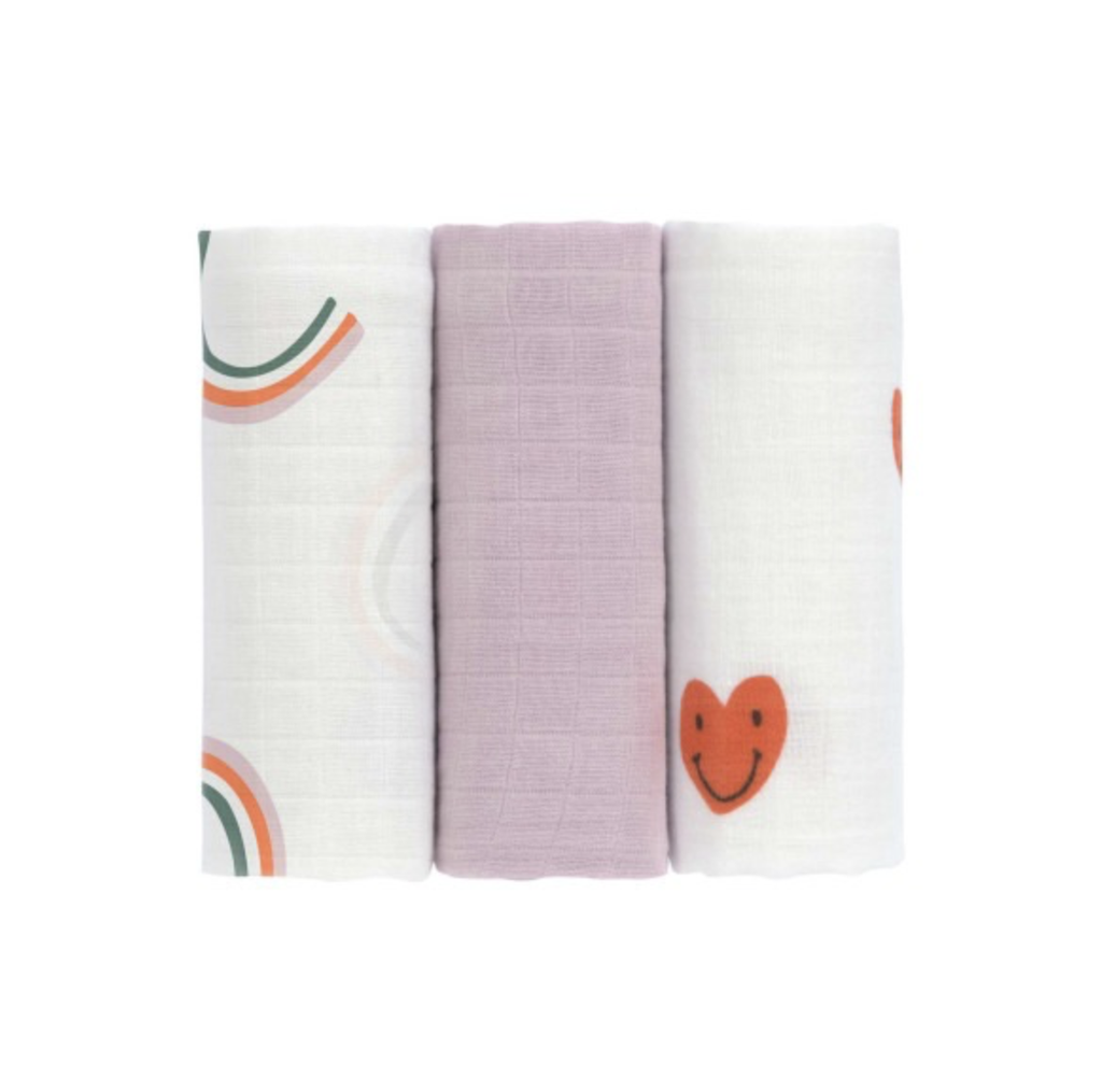 Laessig | Tetra Doek Happy Rascals Heart Lavender 60x60cm 3-pack