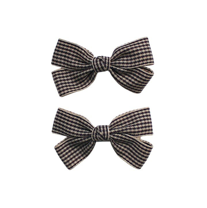 Busy Lizzie | Haarspeld Bow Check Black 2-pack