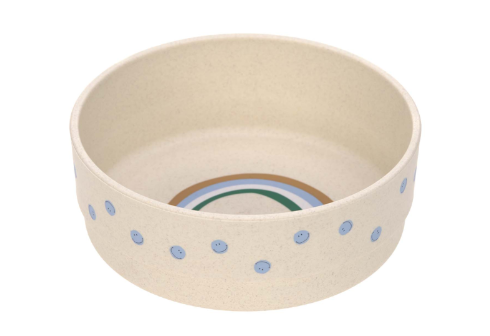 KOM, Bowl, Happy Rascals Smile, rond, sky blue, print regenboog/all over smiley print, PP/Cellulose, 2023