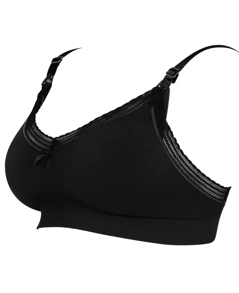 BORSTVOEDINGSBEHA, Milk, black, S, zwart, microfiber/kant, zonder beugel, voorgevormd, naadloos, meegroeiend
