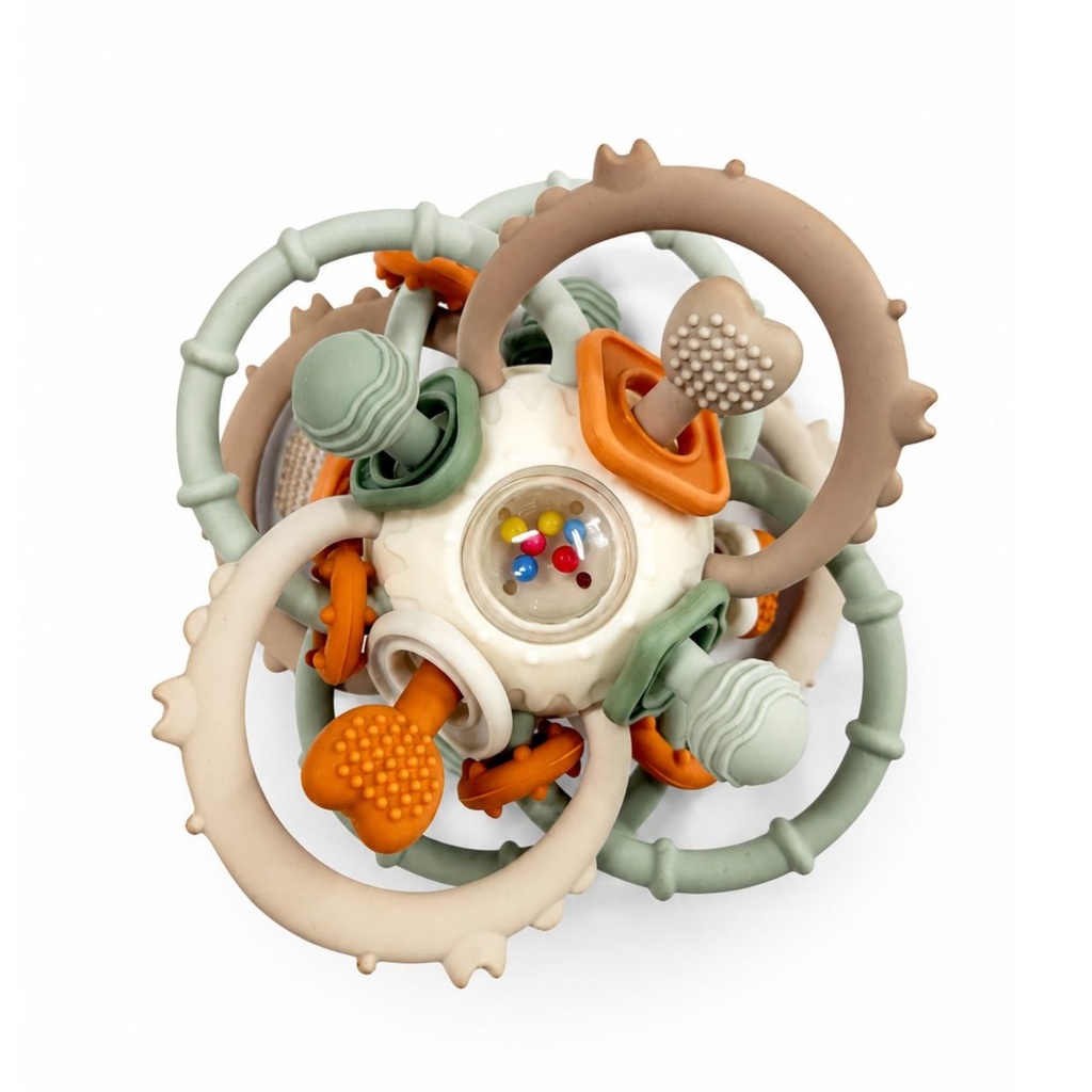 Bo Jungle | Bal Sensorische Bal Twist & Rattle Ball Silicone +0m