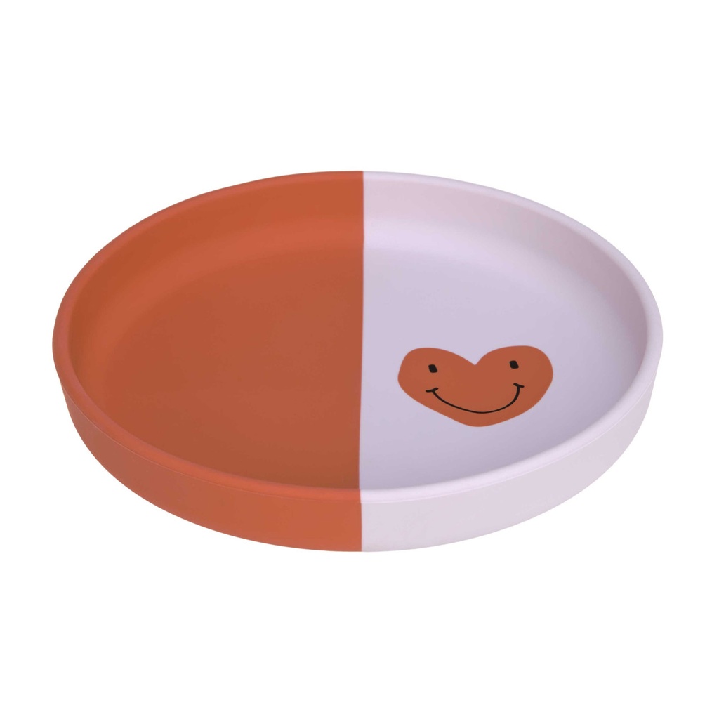 PLAT BORD, Silicone Plate, Happy Rascals Heart, rond, lavender, rood/paars, print hartje, siliconen, 1 stuk(s), bord, 2023