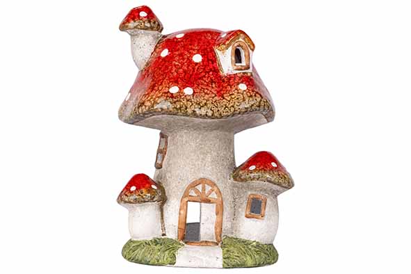 Cosy & Trendy | Theelichthouder Paddenstoel Rood/Wit H21cm